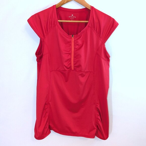 Athleta |	Swim or Outdoors Top "Intrepid" Sunshield Cap Sleeve Red | Size Large - Picture 1 of 12